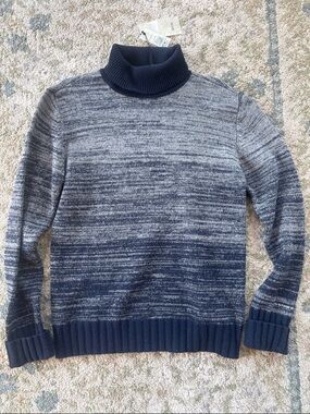 G-Star Navy and Gray Marled Turtleneck Sweater